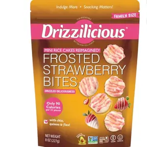 Drizzilicious Frosted Strawberry Mini Rice Cakes 8 oz Family Size Drizzled Deliciousness with Chia Quinoa & Flax