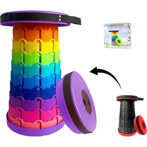 Upgraded Camping Stool Travel Stool, Retractable Folding Stool,Collapsible Telescoping Stool Portable Stool with Max Load 360lbs for Adults for Indoor Outdoor Hiking Gardening, Red