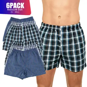 6 Pack Men's Boxer Shorts Random Mixed Color Pack Woven Relaxed Fit Boxers for Men Soft Breathable Mens High quality Underwear with Fly Pouch Elastic Waist comfortable Fabric Menswear
