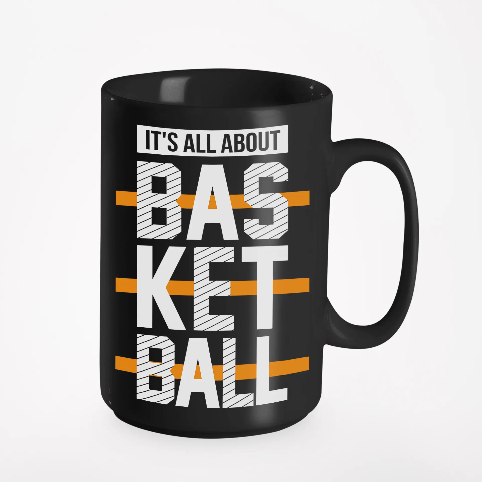 It's All About Basketball, Black 15oz Ceramic Mug