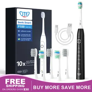 JTF Sonic Electric Toothbrush for Adults - Rechargeable Electric Toothbrushes with 6 Brush Heads & Holder,  Power Electric Toothbrush with Holder, 3 Hours Charge for 45 Days rechargeable toothbrush