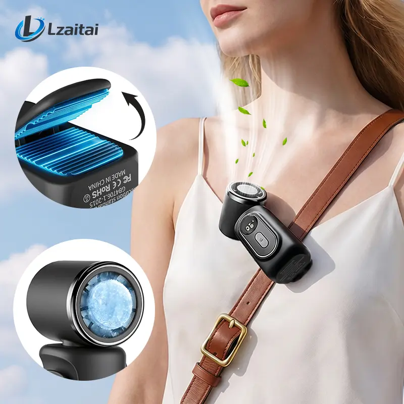 Rechargeable Mini Clip-On Portable Cooling Fan - 5-Speed Battery Powered Mini Portable Fan with 3000mAh Battery, Thermoelectric Contact Plate, for Travel, Strollers, Outdoor Gadgets Use, Battery Powered Fan, Mini Useful Gifts