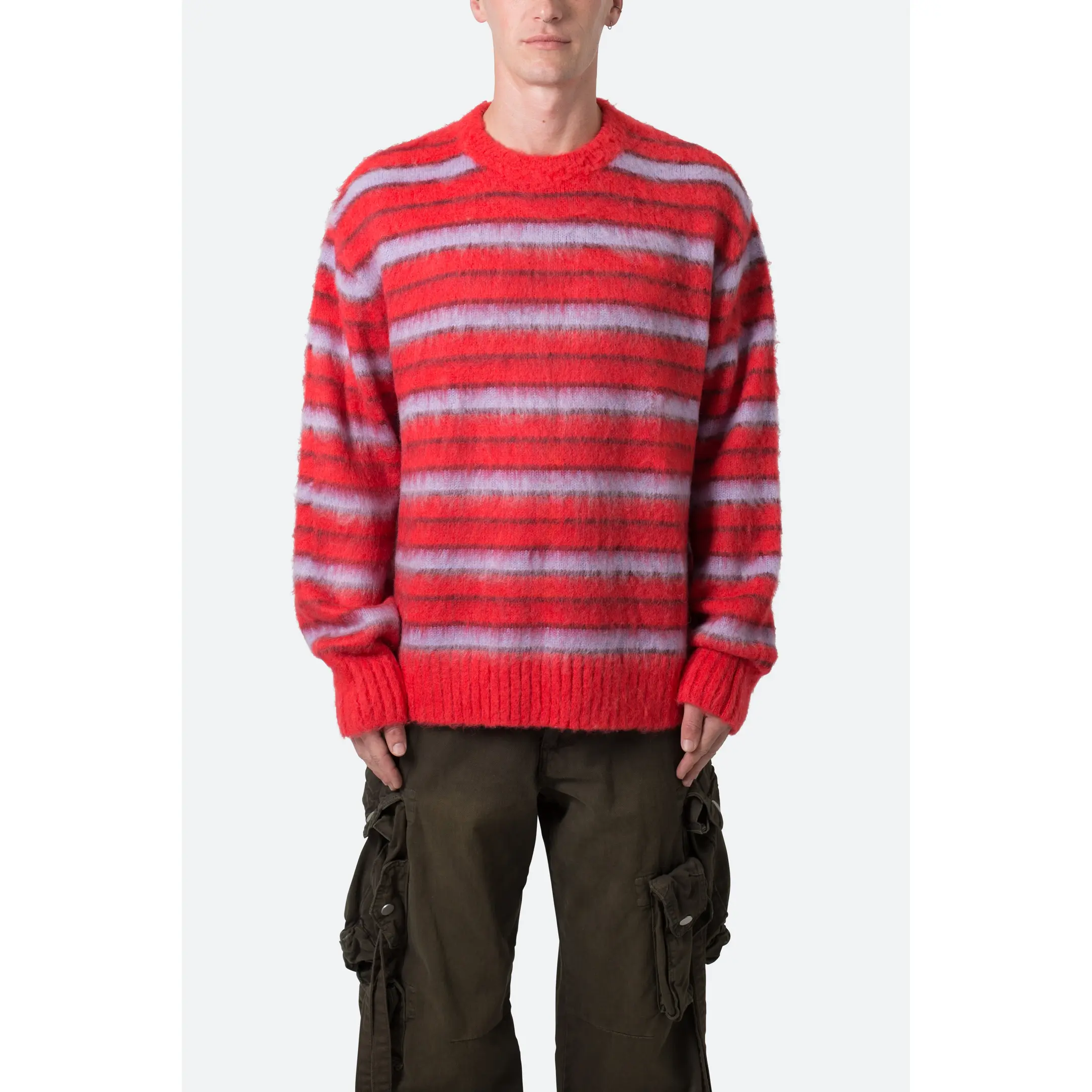 Striped Mohair Sweater - Red