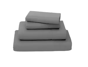 100% Microfiber King Size 4-Piece Sheet Set - Deep Pocket, Smooth Texture, Available in Gray, White, Pale Gray, Four-Piece