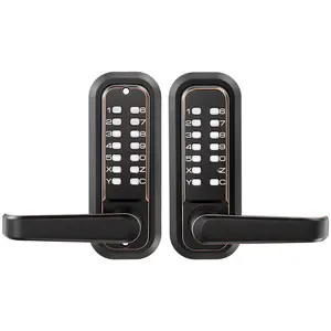 Mechanical Keyless Entry Door Lock with 2.0 Code Upgrade, 4-7 Digit Password, Double-Sided Push Button Keypad, Door Handle, Auto-Locking, Indoor Outdoor Use, Oil-Rubbed Bronze Finish, Weather-Resistant Security