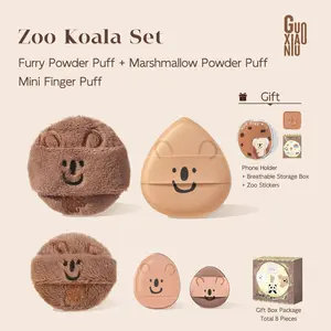 GUOXIAONIU Koala Lazy Powder Puff Cushion Makeup Tool, Beauty Puff, Cozy Cotton Candy Foundation Application, Long-Lasting Coverage, Perfect for Daily Use