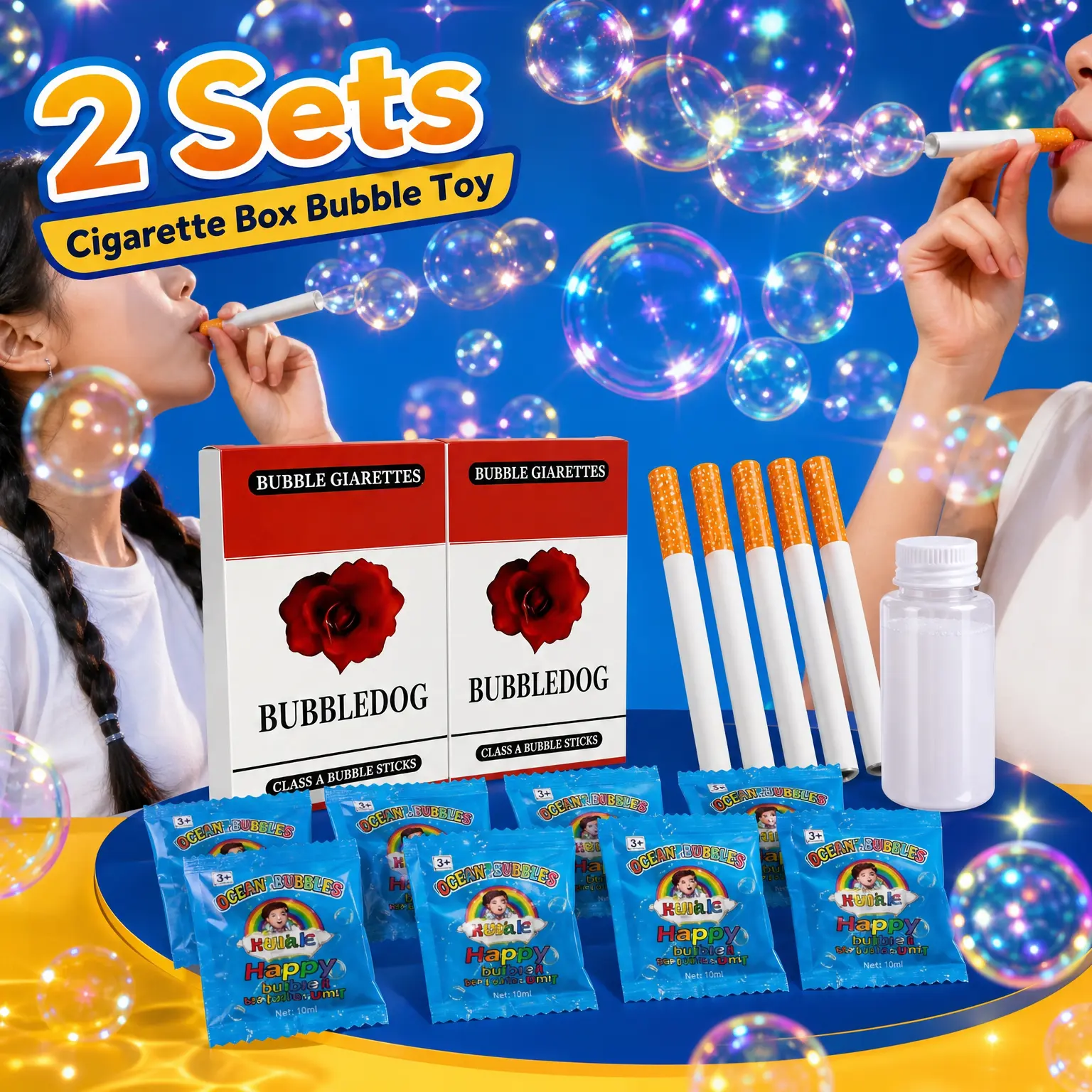 2 Set 2026 INS Decompression Plastic Cigarette Box Blowing Bubble Artifact Fun Bubble Adult Office Venting Artifact Prank Photo Props