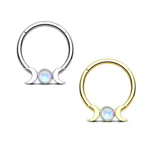 Oufer 14G/16G Moon Phase Hinged Segment Septum Ring