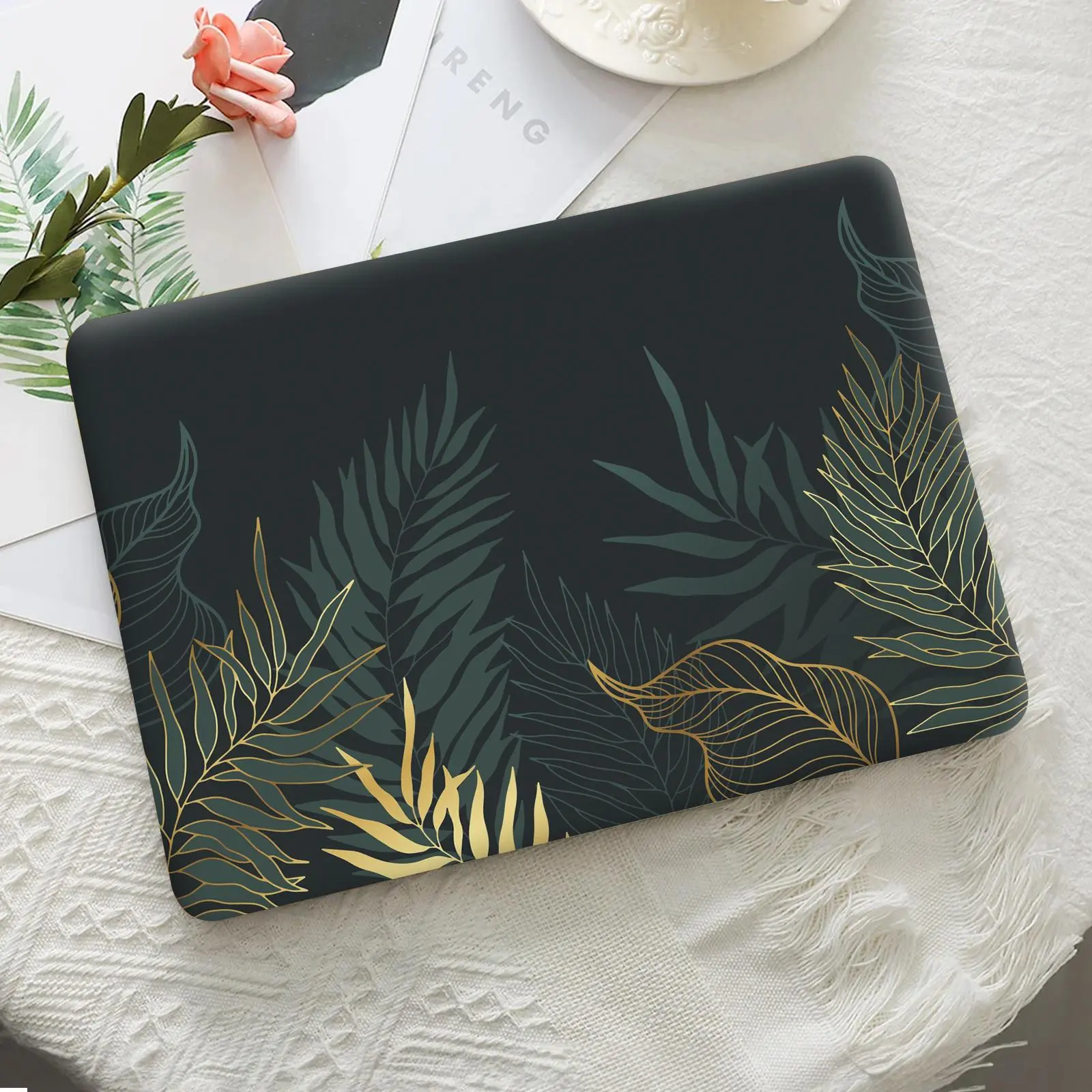 Tropical Leaf Pattern Laptop Skin Sticker, PVC Self Adhesive Removable Sticker, Decorative Film for Laptop, Car Exterior Accessories