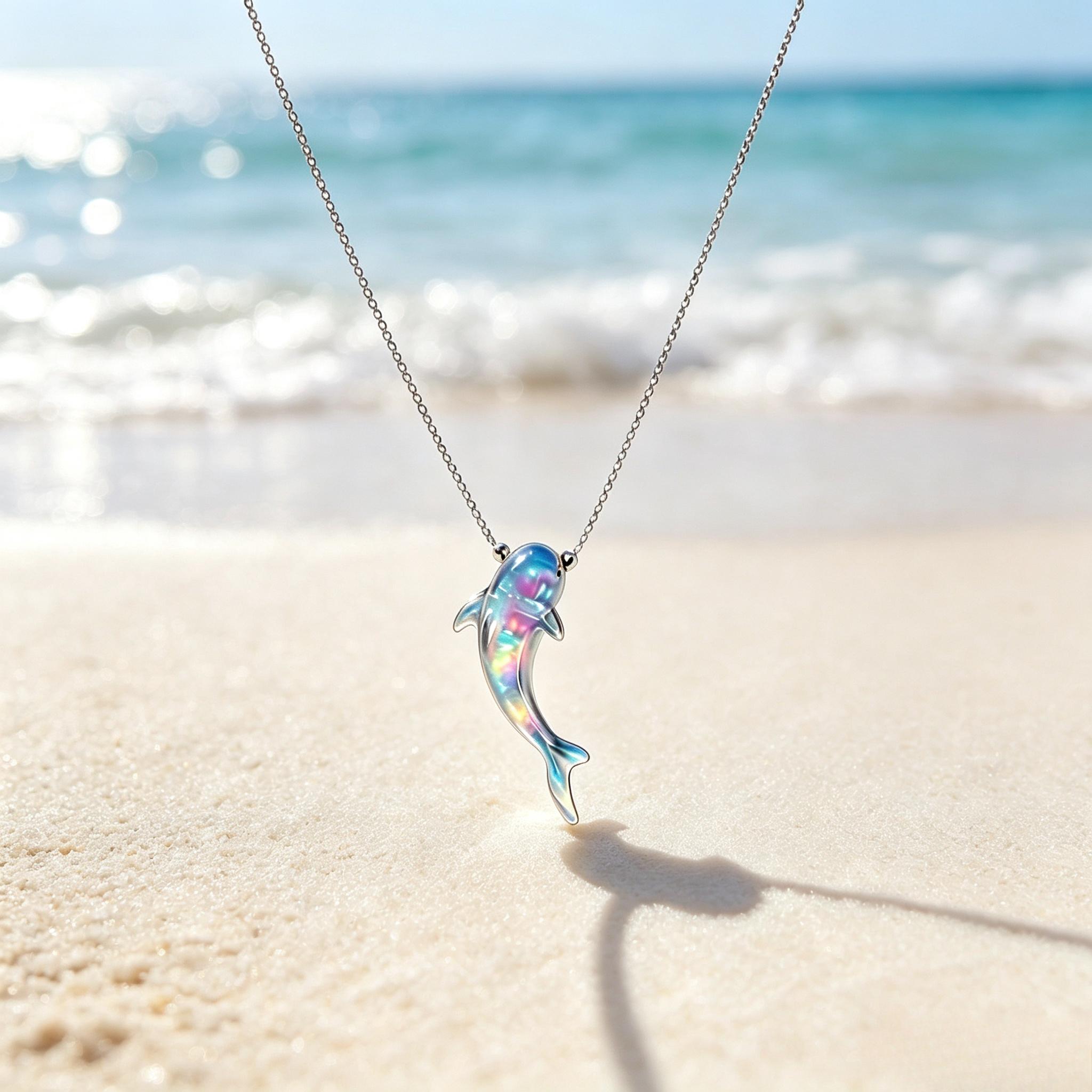 Women's Blue Whale Shark Pendant Necklace - Dainty Ocean-Inspired Collarbone Chain, Elegant Beach Jewelry Gift