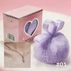 Diamond Flash Peach High-gloss Setting Face Brightening and Contouring Powder Highlighter, Beauty Highlighters, Body Powder Puff Setting Loose Powder, Long-lasting Sparkling Pearlescent Powder Compact, Party Date Stage Makeup