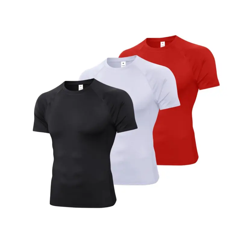 CARGFM Number 1 Gym Shirt Performance Compression Short Sleeve T-Shirt for Men with Moisture Wicking & Cool Dry Features Black White Red Elastic Fabric for Intense Workouts