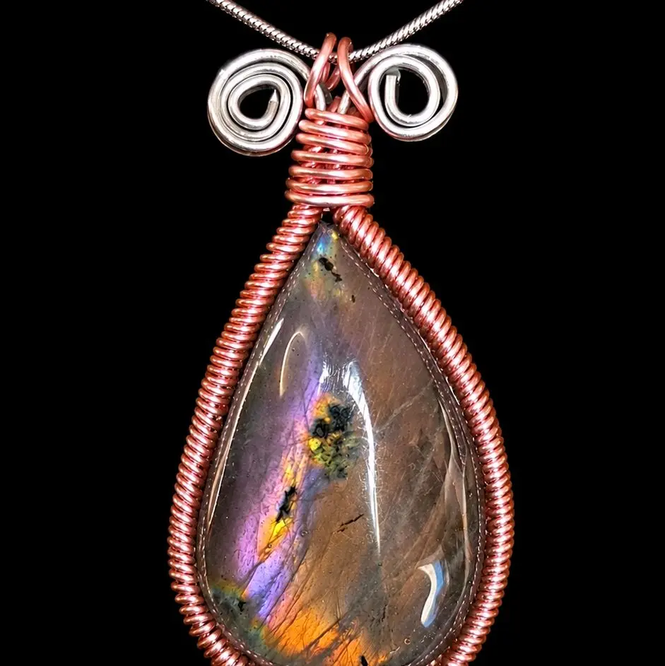 Labourdorite Wire wrapped Pendant/necklace - Handmade