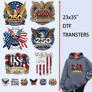 12 PCS/Set Iron on Transfers 250 Years of American Pride DTF Transfers Ready to Press Heat Transfer Stickers Iron on Decals for T Shirts Hoodie DIY Crafts