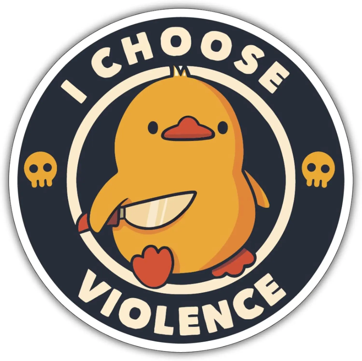 Little Duck I Choose Violence Die-Cut Sticker, Funny Meme Sticker, Duck with Knife, Adult Dark Humor for Car Bumper, Trucks, Locker, Water Bottle, Laptop, Phone Case