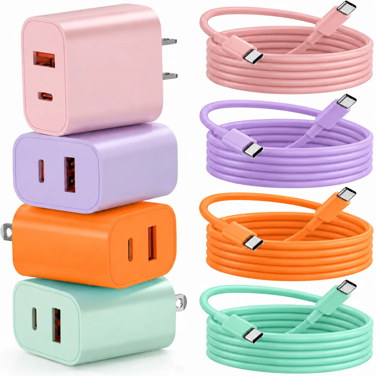 GSASUPJ 20W USB-C & USB-A High Efficiency Phone Charger (4-Pack Bundle, 4 Pcs 10FT Fast Charging Cords) – 20W Power Charger for iPhone 17/16/15, Samsung, Pad, Mobile Devices,techvibes