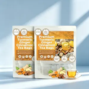 Turmeric Ginger Cinnamon Tea Bags 60x2 Sugar Free Herbal Wellness Tea for Daily Balance Digestive Support Vegan Gluten Free Natural Beverage