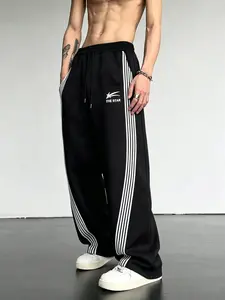 Men's Heavyweight Drop Waist Three Stripe Sweatpants, the Star Side Stripes, Retro Sporty Design, Versatile Fit, All Seasons