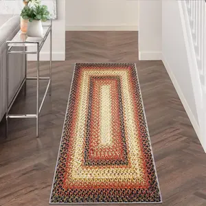 【GARVEE】2x6 Runner Rug Boho Kitchen Runner Washable Area Rug Non-Slip Indoor Throw Floor Cover Braided Print Runner Carpet Farmhouse Bedroom Rug Boho Accent Living Room Rug, Red