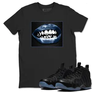Air Foamposite One Carbon Fiber Shirt, Foamposite One Carbon Fiber Graphic T-Shirt, Grillz Lips Tee Match Sneaker, Cozy Fit