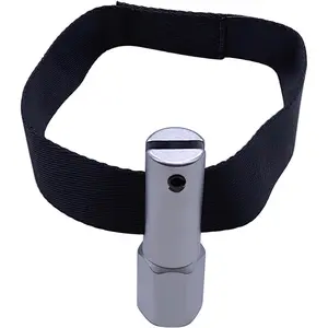 1/2" Drive Oil Filter Strap Wrench, Oil Filter Strap Type Wrench Remover Compatible with Most Vehicles Engine Maintenance, 120mm Adjustable Filter Removal Auto Engine Motorcycle Belt Wrench