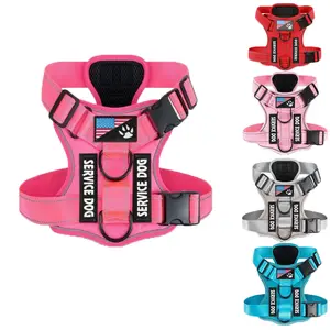 Adjustable reflective service dog harness with 5 patches, made of soft Oxford cloth, suitable for medium to small dogs, Safety Harnesses