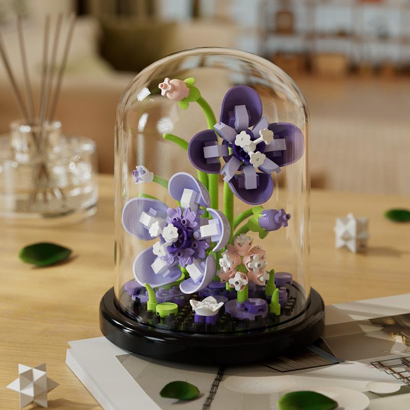 Mini Artificial Flower Building Blocks Set, DIY Rose Bouquet Bricks Kit, Home Decor Desktop Ornament, Creative Gift for Women Mom Girlfriend, Compatible with Major Brands