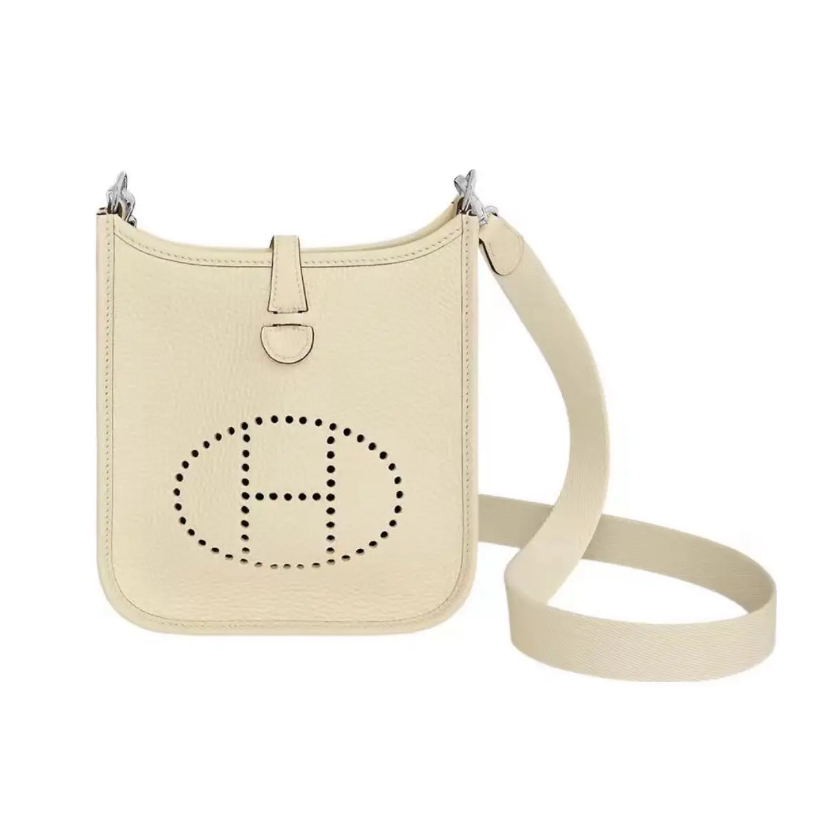 Pre-owned HERMÈS Mini Evelyne, Cream White, Silver Hardware, Y Stamp 2602863