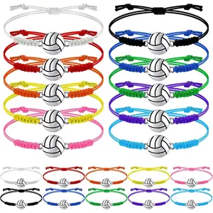 20 Pieces Volleyball Charm Bracelets Bulk Volleyball Team Gifts Adjustable Sports Coaching Supplies Players Decorations for Women Men Coach