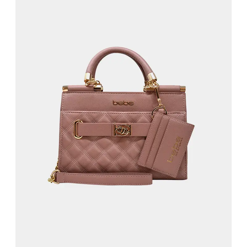 BEBE DUSTY ROSE ALEX QUILTED SMALL SATCHEL W/ COIN PURSE