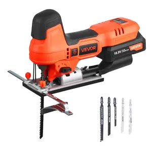 fathersdaygift  VEVOR Cordless Jig Saw, 20 V Brushless Motor, 3500 SPM Blade Speed, Cordless Jigsaw with 6 pcs Blades, LED Light, 6 Variable Speed, 0- 45 Bevel Cuts, 4 Orbital Settings for Straight/Circle Cutting