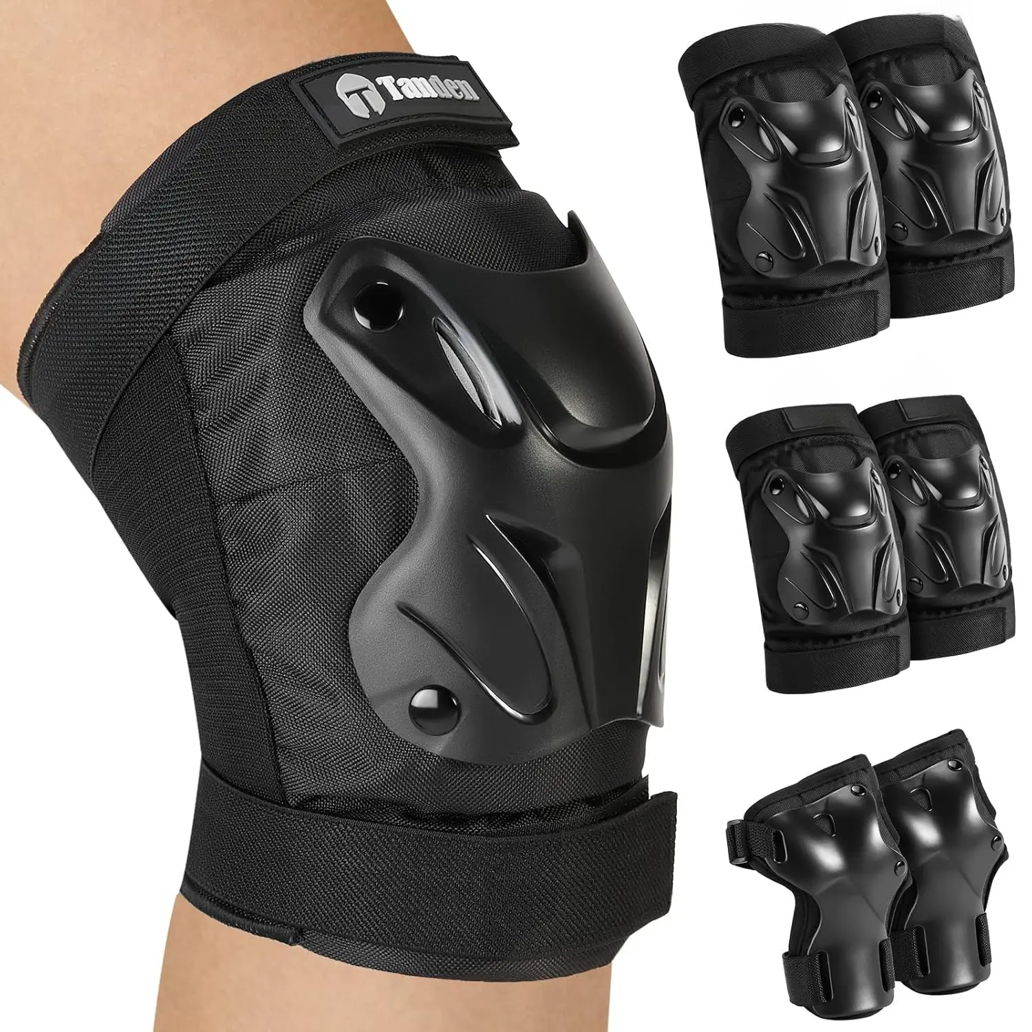 Skating Protective Gear Adult  and Elbow Pads Wrist Guards for Roller Skating Skateboarding, Skate Pads Adult  Pads for Men Women Black