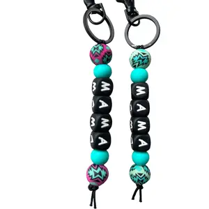 Pink / Turquoise Aztec Mama Keychain