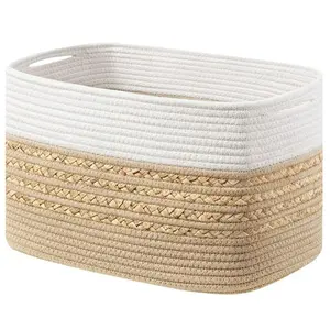 hand-woven storage basket, sundries home cosmetics desktop basket, foldable dirty clothes basket, snack toy storage bucket, bedroom and living room storage basket