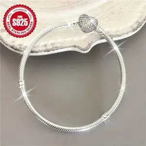 Zircon Heart Shaped Inlaid Sparkling Bracelet with Circular Buckle, Smooth Snake Pattern & Double-Sided Love Design for Daily Party Jewelry Gifting men accessories permanent bracelets bible verse bracelet friendship bracelets charm bracelets