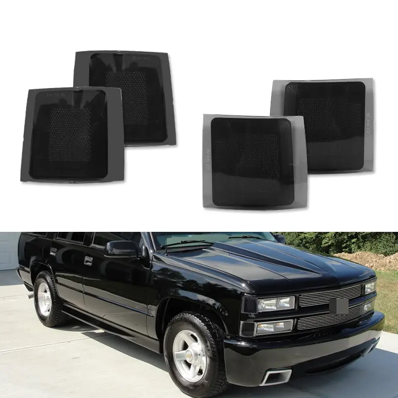 2pcs Smoked Lens Front Lower & Upper Side Marker lamps Lights For 1995 1996 1997 1998 1999 2000 Chevrolet Tahoe,Replace OEM 5977737, 5977738, 5977460, 5977459