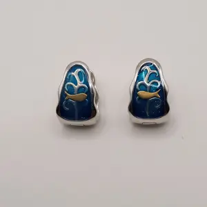 Ocean blue inspired handcrafted silver earrings