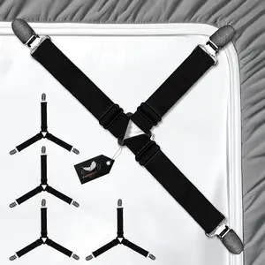 Bed Sheet Straps and Grippers  4 count Adjustable Elastic Fasteners with  Parts, Durable Clips and Corner Tighteners  Hold Sheets in Place on Any Mattress  Easy Install, Wrinkle-Free Bedding
