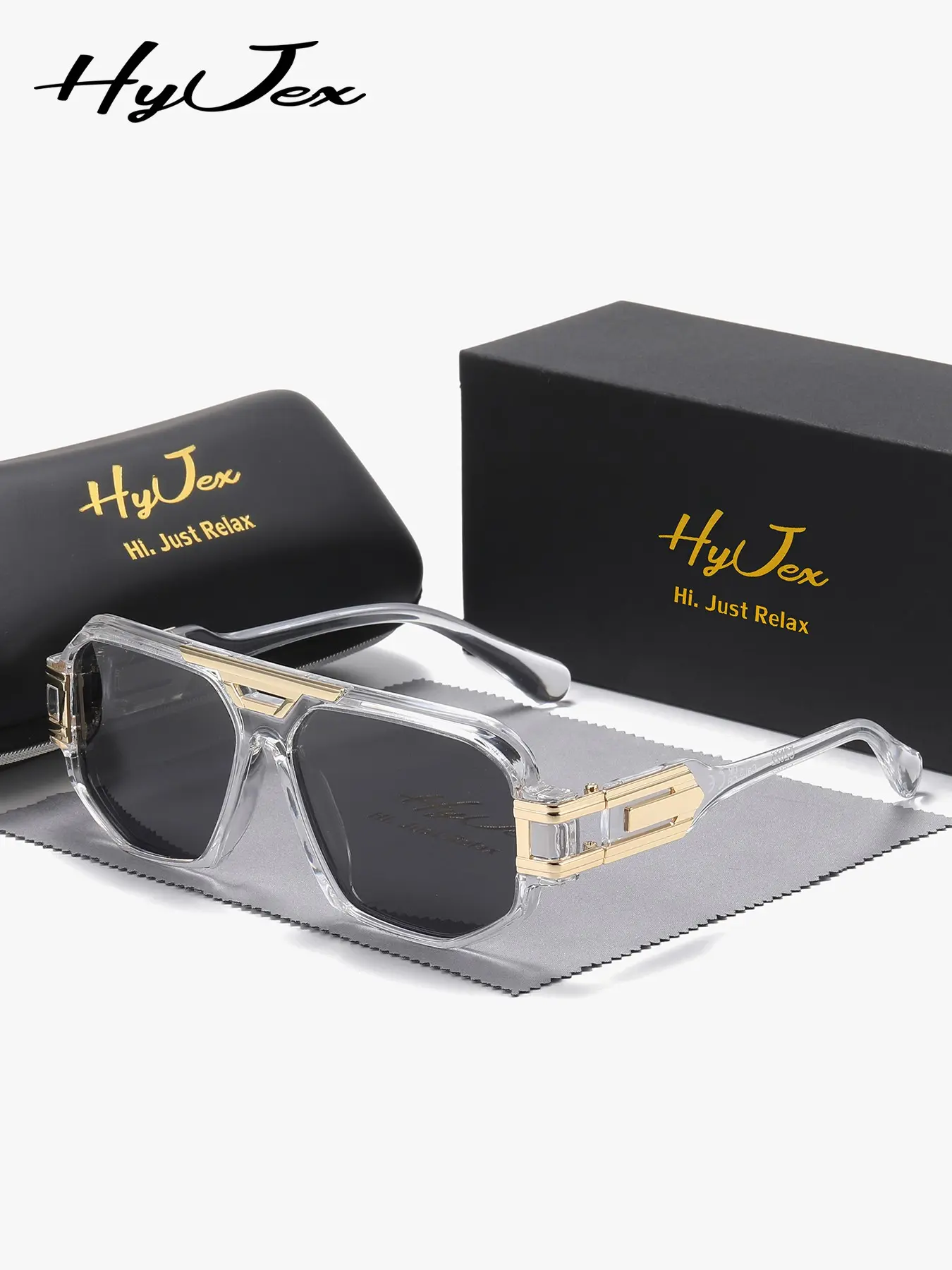 HyJex 1 Piece Unisex Simple Design Full Frame Sunglasses Trendy Stylish Geometric Frame Polarized Sunglasses UV400 Trendy Square Sunglasses Geometric Metal Sunglasses