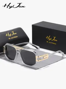 HyJex 1 Piece Unisex Simple Design Full Frame Sunglasses Trendy Stylish Geometric Frame Polarized Sunglasses UV400