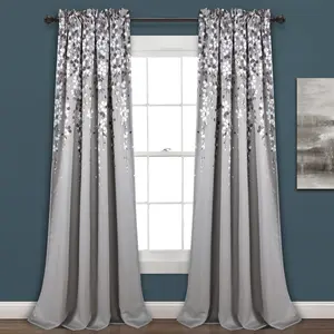 Lush Decor Weeping Flower Light Filtering Window Curtain Set 2 Panels 63 84 95 108 Inch Lengths 52 Wide 2 Header Polyester Fabric 3 Rod Pocket Room Darkening Filters 70 Natural Light