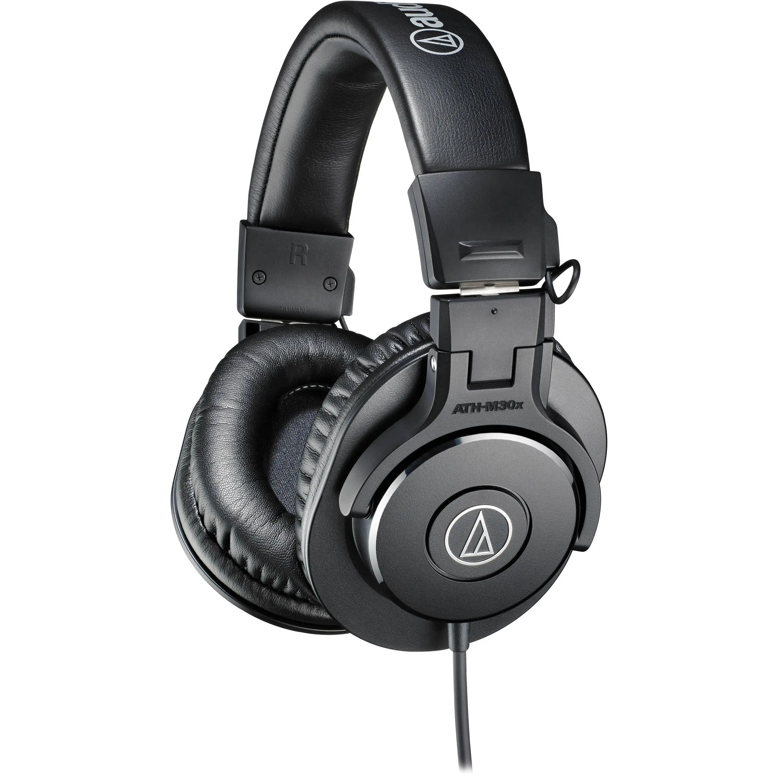 Audio-Technica ATH-M30x Professional Over-Ear Wired Studio Monitor Headphones, Black - Single-Side Exit Cable, Collapsible for Portability, Ideal for Recording, Mixing