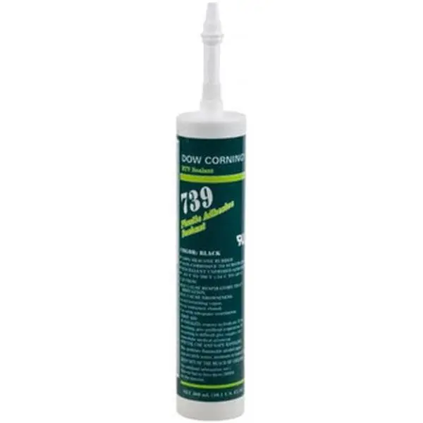 DOW CORNING Series 739 Black RTV Silicone Joint Sealant Cartridge for Sealing Needs, 10.1 oz, Part No. 3151158, -49° to 392°F Operating Temp, 75 min Tack-Free Dry Time, 24 to 72 hr Full Cure Time