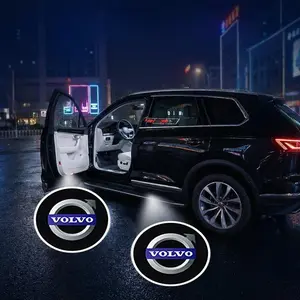 2/4pcs Volvo Car Door Projection Lights, Laser Lights, New Welcome Lights, Modification Decoration Floor Lamp, Car Decorative Light (batteries Not Included)