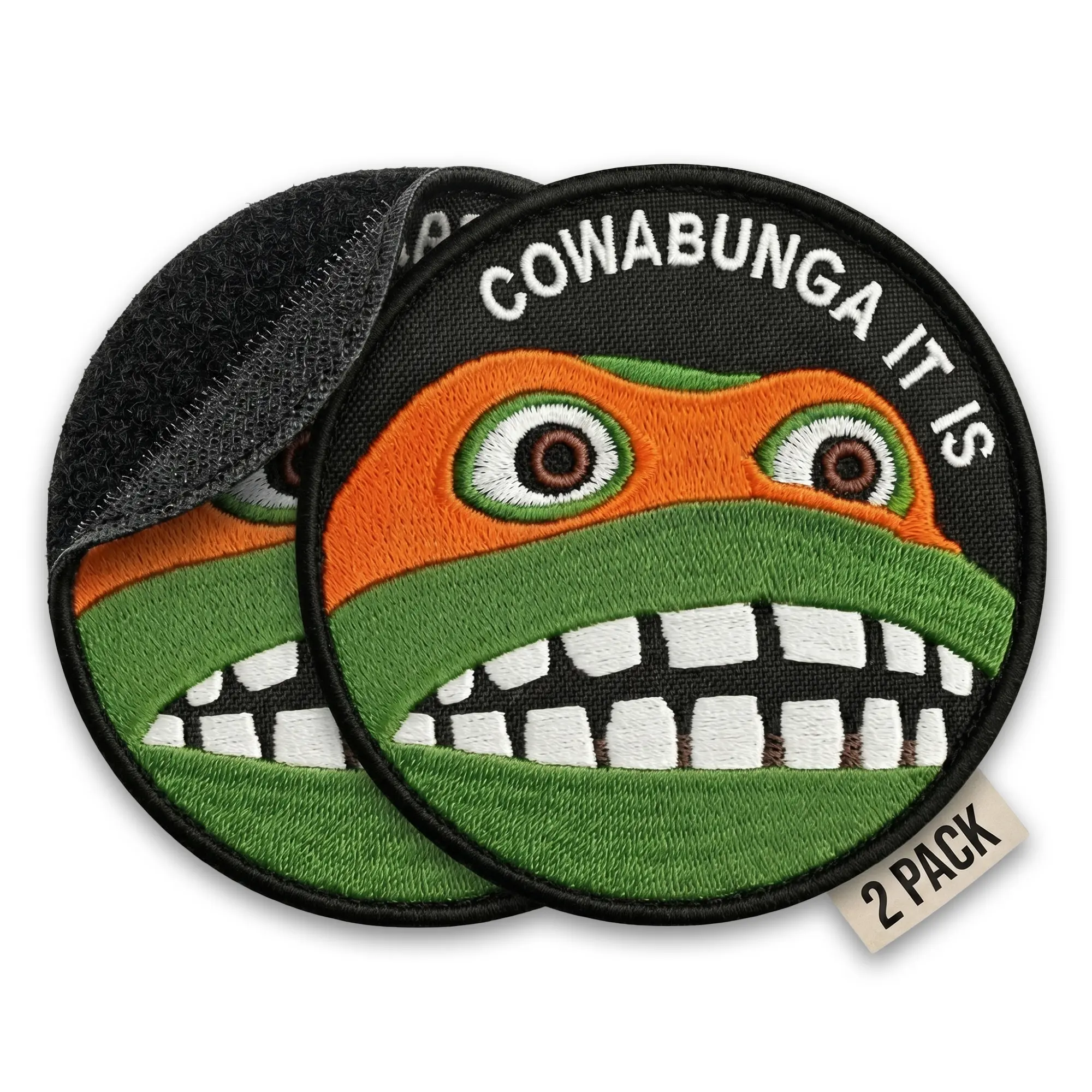 Bluyellow 2Pcs Cowabunga It is Patch, Embroidered Hook and Loop Funny Morale Anime Patch for Tactical Backpack, Dog Vest Harness, Tactical Vest, Helmet, Airsoft, Military Gear, Sew on Opt, 3.15 Inches
