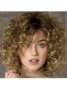 Women's Fashion Light Short Wig, Layered Curly Heat Resistant Synthetic Fiber, Daily Wear Party Cosplay Halloween Costume Wig, Glueless Hair Wigs