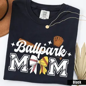 Comfort Colors® Ballpark Mama T-Shirt - Baseball and Softball Mom Graphic Tee - Game Day Sports Shirt - Mother's Day Gift for Active Moms - Premium Cotton Ballpark Tee