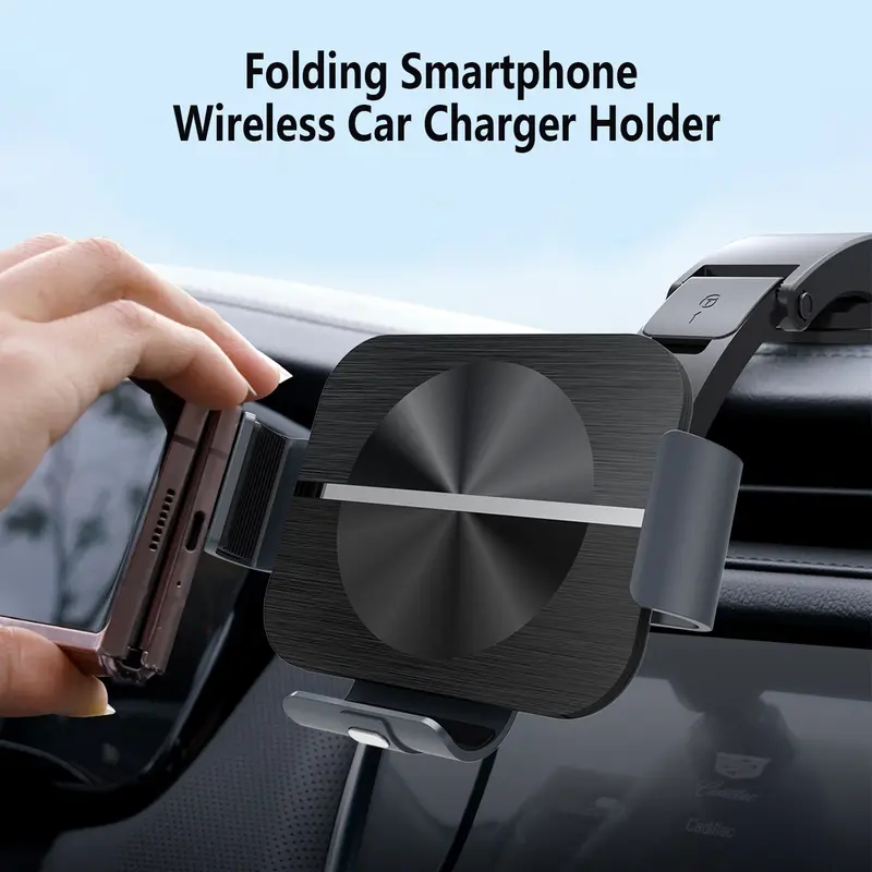 ANPULES Auto-Clamping Foldable Qi2 15W Wireless Charging Car Phone Mount Charger, Electronic Accessories for Folding Screen Phones (Galaxy Z Fold Series, Galaxy S22 Ultra, iPhone 16/15/14/13 Pro Max)