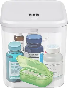 Lock Box for Medicine & Snacks  Childproof Storage Box with Combination Lock, Secure Organizer for Pills, Fridge Food, Phone, Vitamins| Portable Safe for Home, Office, Travel (.x.x.in)
