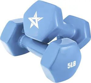 Yes4All Vinyl Hexagon Dumbbell - Dumbbells Set of 2 Hand Weights for Home Gym &